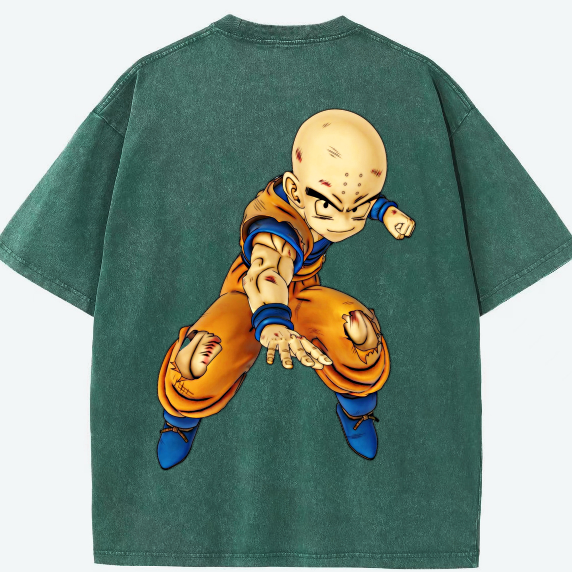 （画像用） ドラゴンボール クリリン DRAGON BALL krillin 綿100% ヴィンテージ風 半袖Tシャツ（背面プリント）